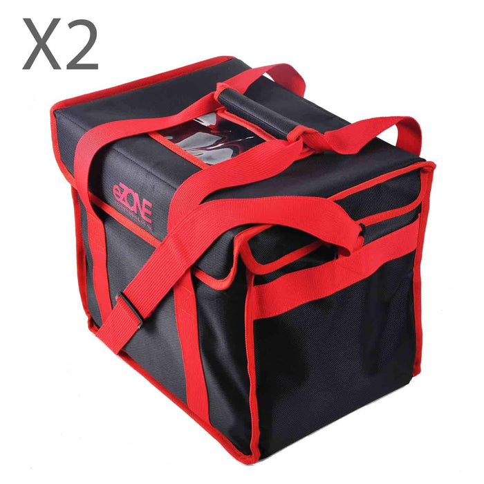 2x eZone Food Delivery Bag 14x10x12", Black with Red Trim