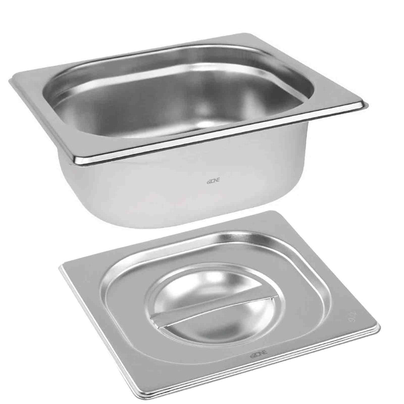 Gastronorm Pan Container 1/9 65mm + Lid Stainless Steel Bain Marie Try Buffet Display