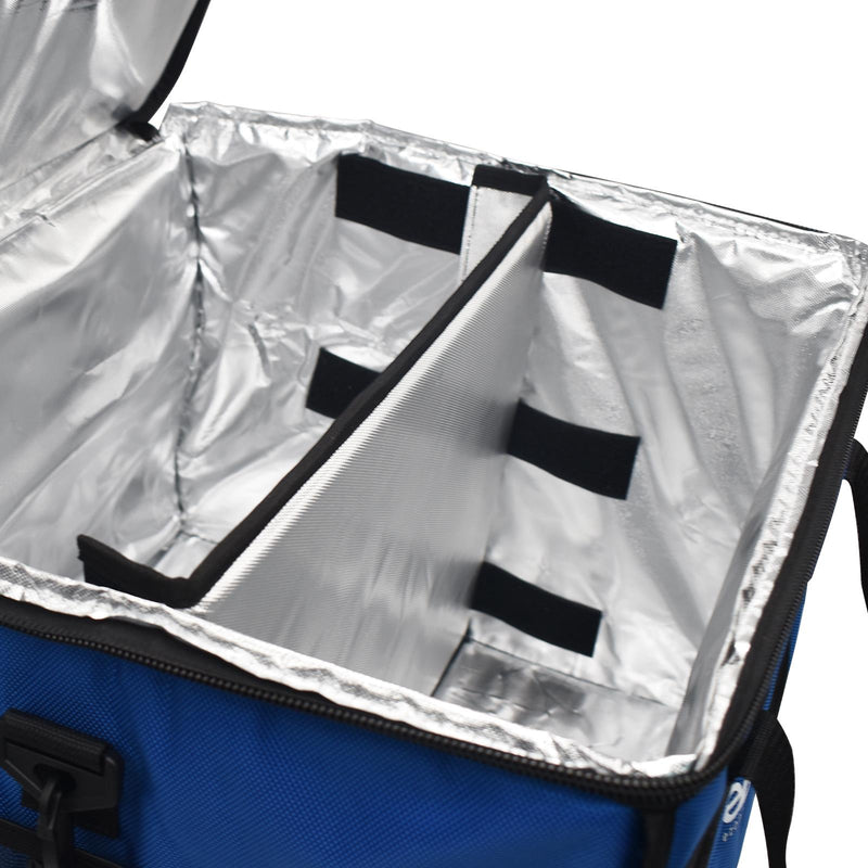 eZone Heavy Duty Insulated Food Delivery Bag 16x16x13” Blue with Hot Cold Divider Zipper Suitable for Takeaway Restaurants Pizza Indian Kebabs Chinese