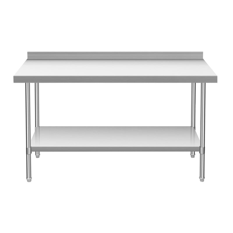 eZone Commercial Stainless Steel Kitchen Food Prep Table Upstand 1500x600x900mm +Castors