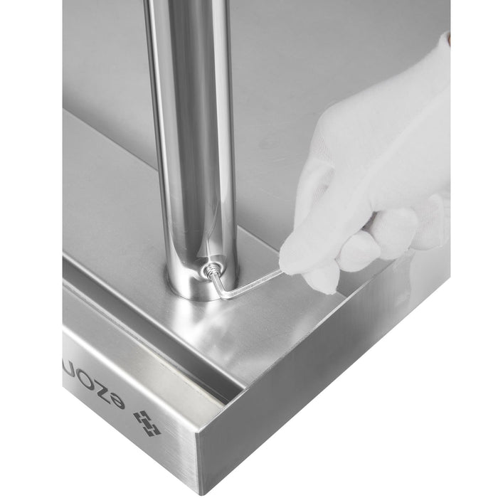 eZone Commercial Stainless Steel Kitchen Food Prep Table Upstand 600x600x900mm +Castors