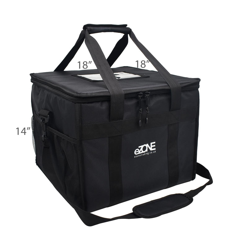 eZone Heavy Duty Insulated Food Delivery Bag 18x18x14” with Hot Cold Divider Zipper Suitable for Takeaway Restaurants Pizza Indian Kebabs Chinese