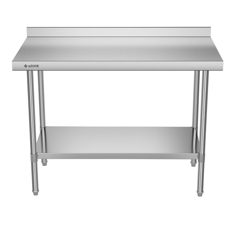 eZone Commercial Stainless Steel Kitchen Food Prep Table Upstand 1200x600x900mm +Castors