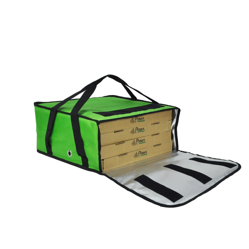 Commercial Pizza Delivery Bag 18x18x8.5" Holds 4x16" Pizza Boxes Fully Insulated Green