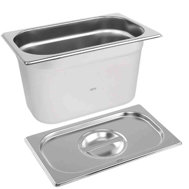 Gastronorm & Lid 1/4 Quarter Stainless Steel Bain Marie Food Container Pan 150mm