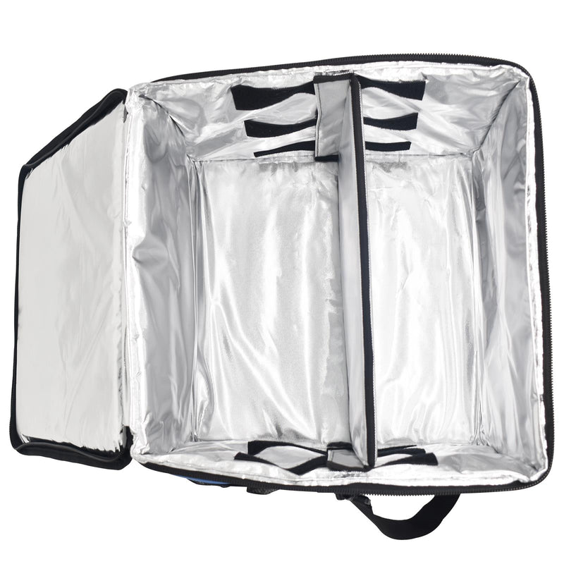 eZone Heavy Duty Insulated Food Delivery Bag 16x16x13” Blue with Hot Cold Divider Zipper Suitable for Takeaway Restaurants Pizza Indian Kebabs Chinese