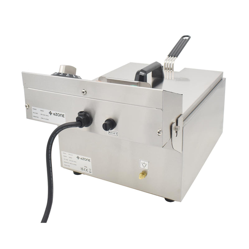 eZone Commercial Electric Fryer Single Tank 5Ltr 3kW 13A UK Plug Countertop Heavy Duty Stainless Steel Ideal for Restaurants Takeaways