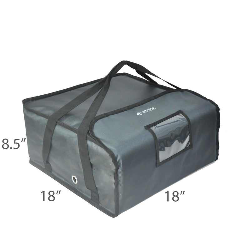 Commercial Pizza Delivery Bag 18x18x8.5" Insulated Holds 4x16" Pizza Boxes Grey