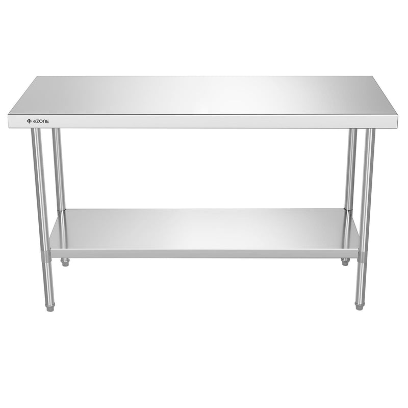 eZone Commercial Stainless Steel Kitchen Food Prep Table 1500x600x900mm +Castors