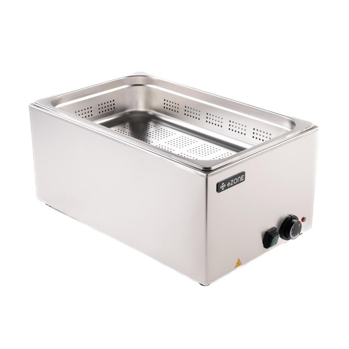 eZone Electric Bain Marie G8700 Perforated Pan Wet Heat Steam Food Warmer 1.2kW