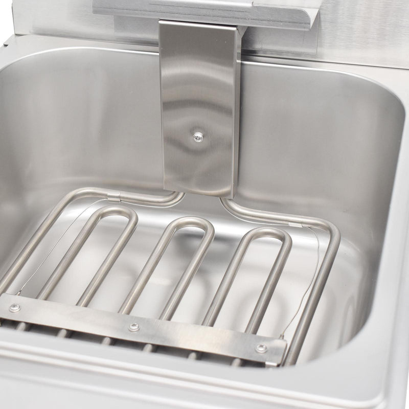 eZone Commercial Electric Fryer Single Tank 7Ltr 3kW 13A UK Plug Countertop Heavy Duty Stainless Steel with Oil Drain Ideal for Restaurants Takeaways