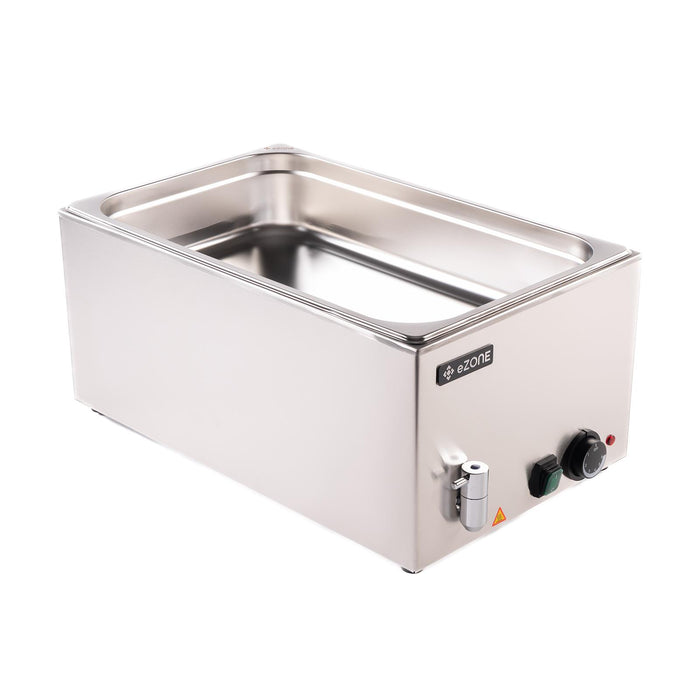 eZone Bain Marie G8710 w/Tap + 1/1GN Pan & Lid Wet Heat Food Warmer 1.2kW