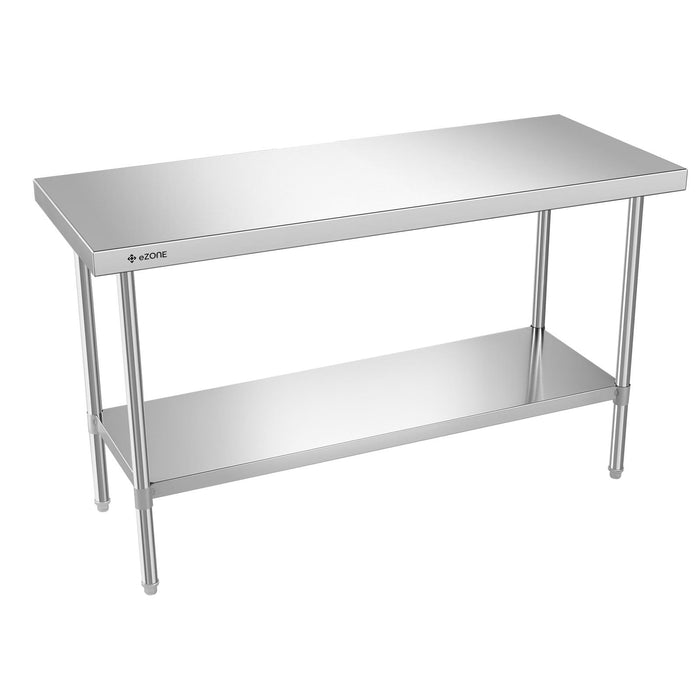 eZone Commercial Stainless Steel Kitchen Food Prep Table 1500x600x900mm +Castors