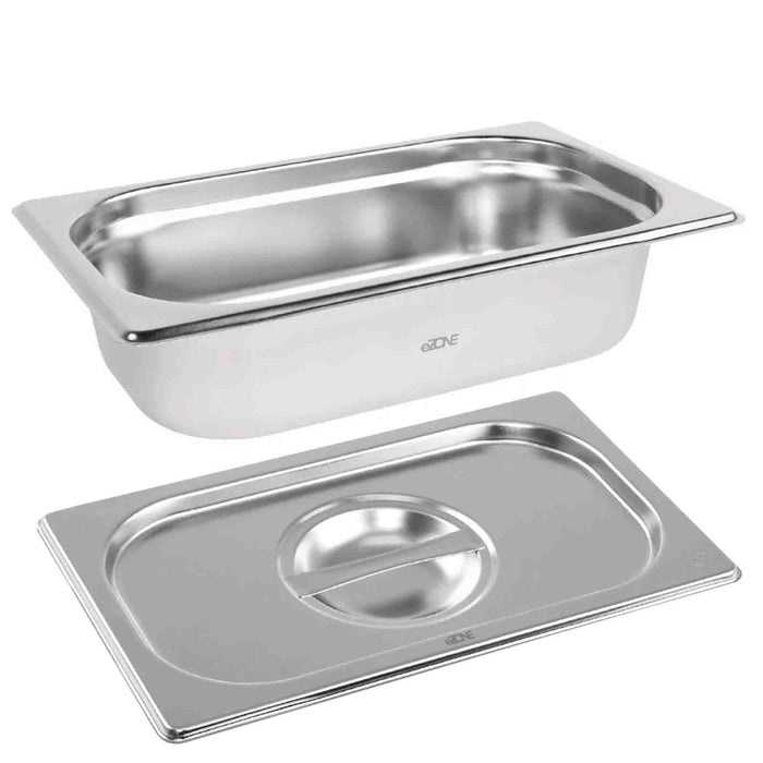 Gastronorm & Lid 1/4 Quarter Stainless Steel Bain Marie Food Container Pan 65mm
