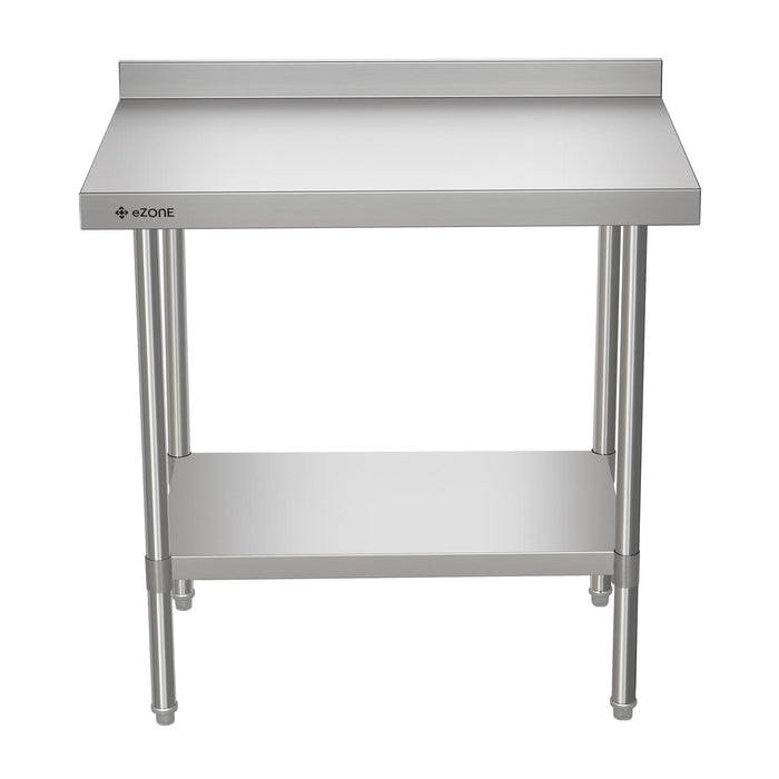 eZone Commercial Stainless Steel Kitchen Food Prep Table Upstand 900x600x900mm +Castors