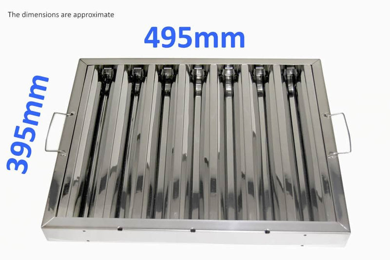 Canopy Grease Baffle Filter Stainless Steel Kitchen Extraction Hood 395x495mm