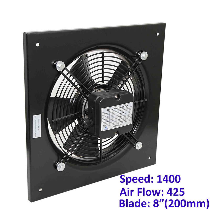 200mm Industrial Ventilation Metal Fan Axial Commercial Air Extractor Quiet