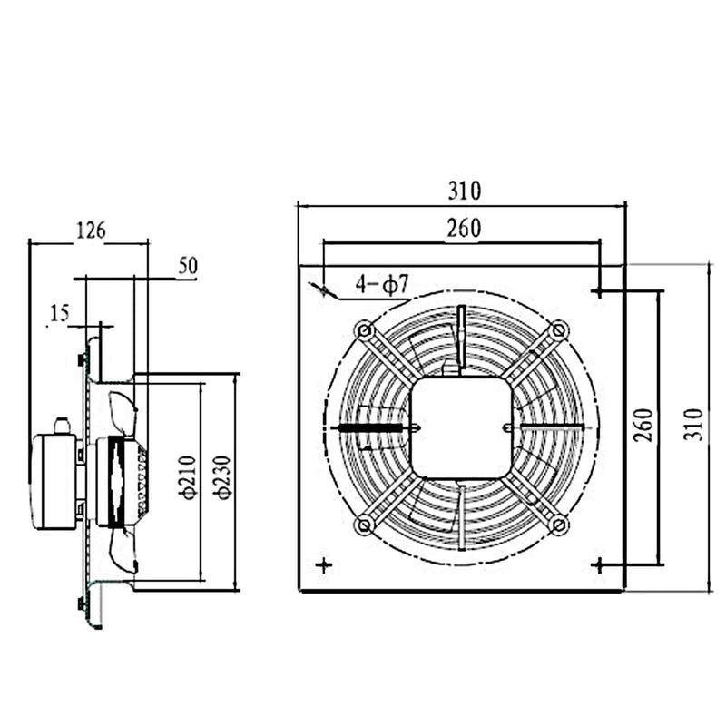 200mm Industrial Ventilation Metal Fan Axial Commercial Air Extractor Quiet