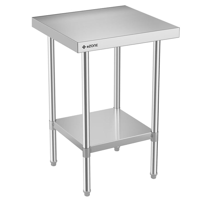 eZone Commercial Stainless Steel Kitchen Food Prep Table 600x600x900mm +Castors