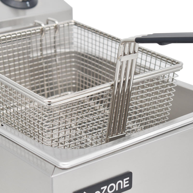 eZone Commercial Electric Fryer Single Tank 5Ltr 3kW 13A UK Plug Countertop Heavy Duty Stainless Steel Ideal for Restaurants Takeaways