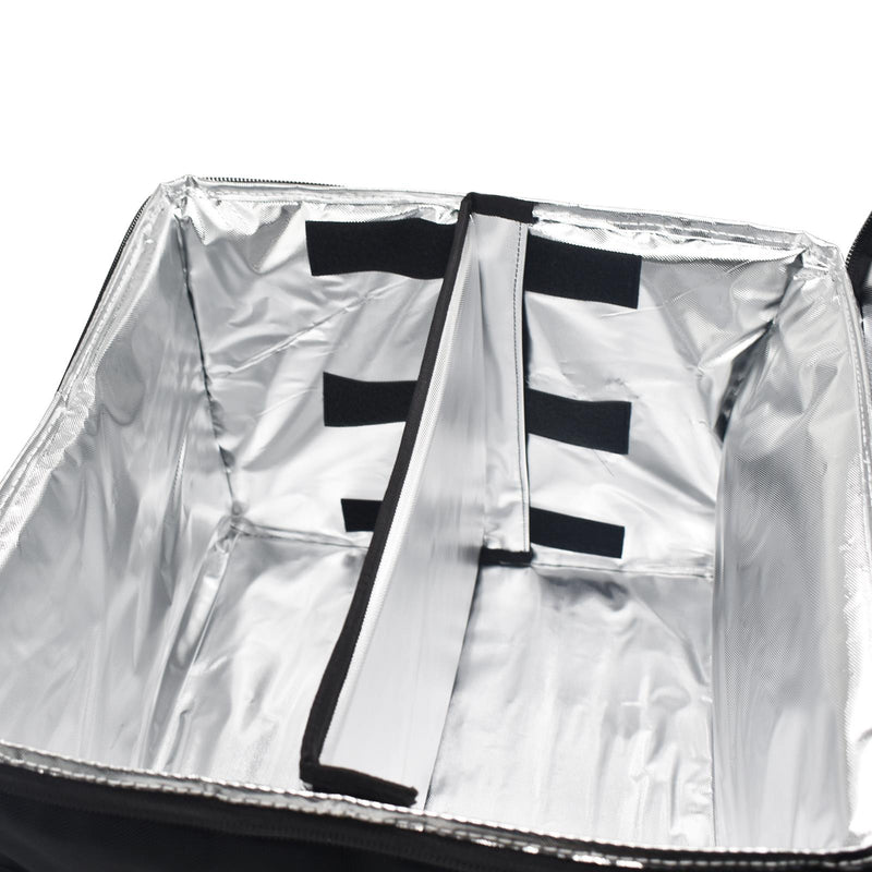 eZone Heavy Duty Insulated Food Delivery Bag 16x16x13” with Hot Cold Divider Zipper Suitable for Takeaway Restaurants Pizza Indian Kebabs Chinese