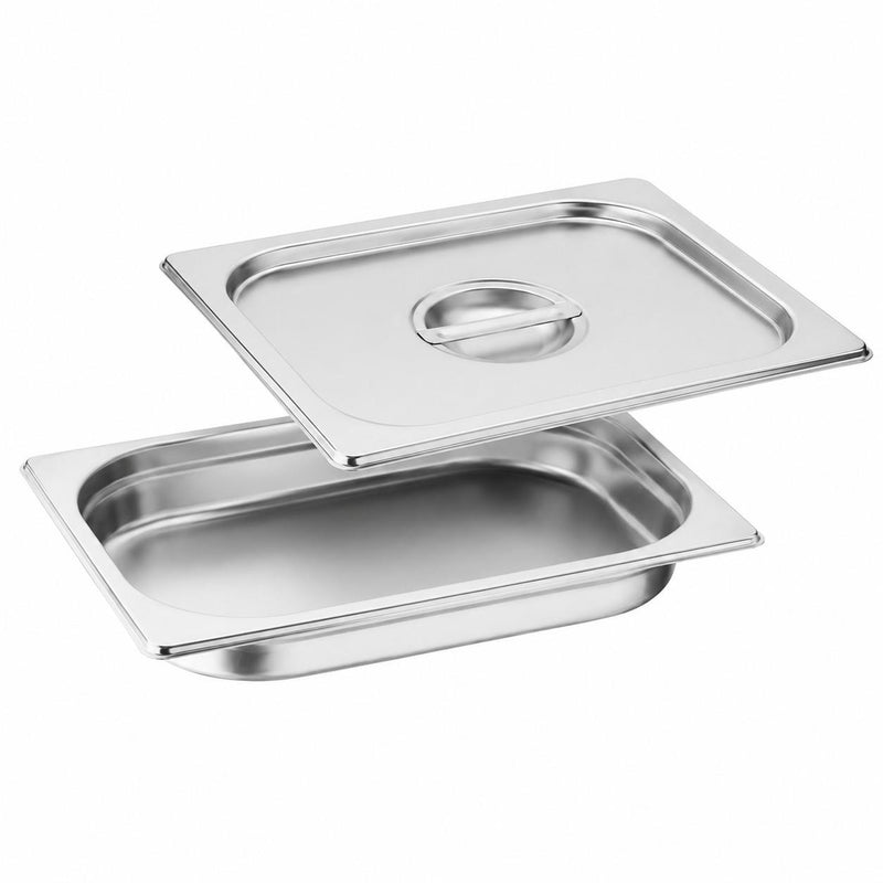 Stainless Steel 1/2 Gastronorm Pan/Tray with Lid 40mm Deep Food GN Container