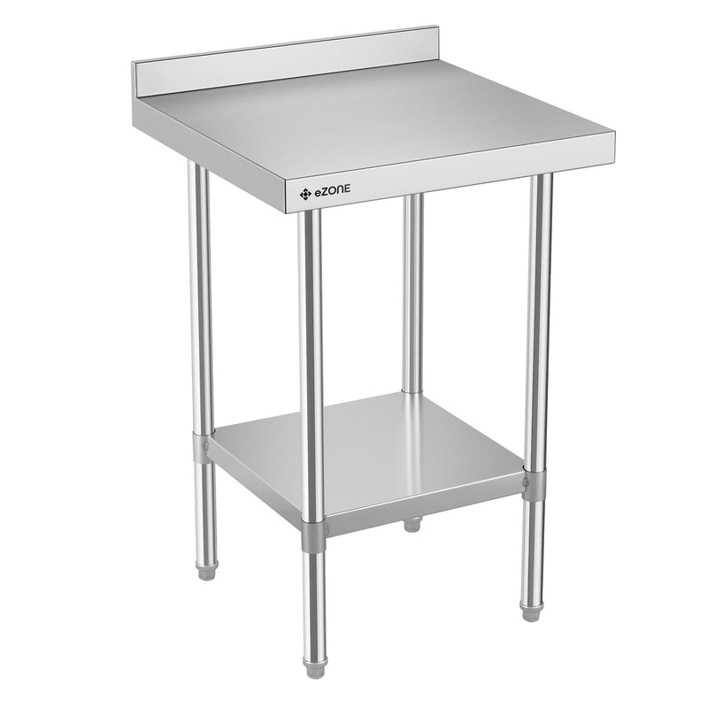 eZone Commercial Stainless Steel Kitchen Food Prep Table Upstand 600x600x900mm +Castors
