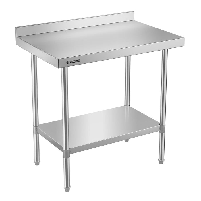 eZone Commercial Stainless Steel Kitchen Food Prep Table Upstand 900x600x900mm +Castors