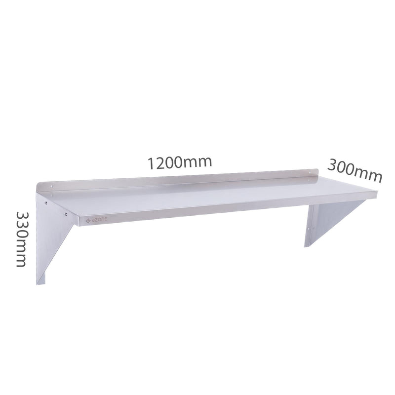 Stainless Steel Wall Shelf 1200x300mm Commercial Catering Kitchen Storage