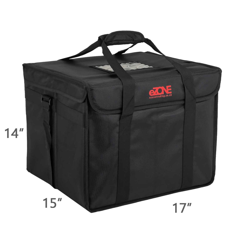 Food Delivery Bag Built-in Insert Folding Insulated 17x15x14” Takeaway Pizza BLK