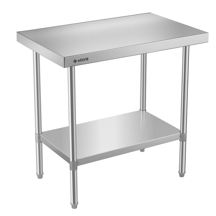 eZone Commercial Stainless Steel Kitchen Food Prep Table 900x600x900mm +Castors