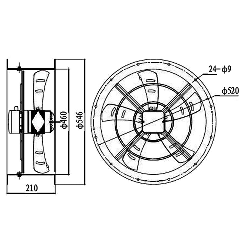 450mm Industrial Duct Fan Cased Axial Commercial Kitchen Canopy Extractor