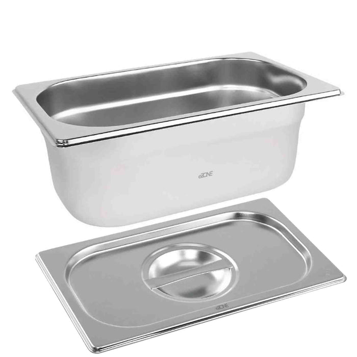 Gastronorm & Lid 1/4 Quarter Stainless Steel Bain Marie Food Container Pan 100mm