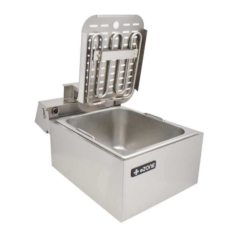 eZone Commercial Electric Fryer Single Tank 5Ltr 3kW 13A UK Plug Countertop Heavy Duty Stainless Steel Ideal for Restaurants Takeaways