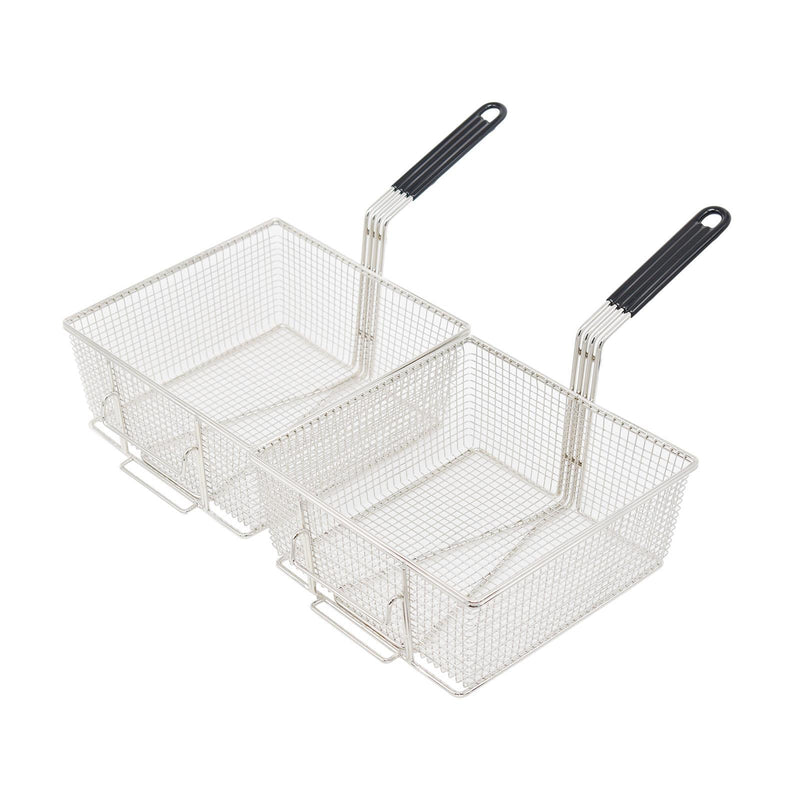 eZone Commercial Electric Fryer Single Tank 2x7Ltr 2x3kW 2x13A UK Plug Countertop Heavy Duty Stainless Steel with Oil Drain Ideal for Restaurants Takeaways