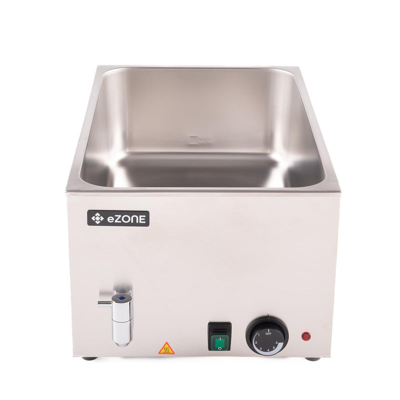 eZone Bain Marie G8710 w/Tap + 4x 1/4GN Pan & Lid Wet Heat Food Warmer 1.2kW