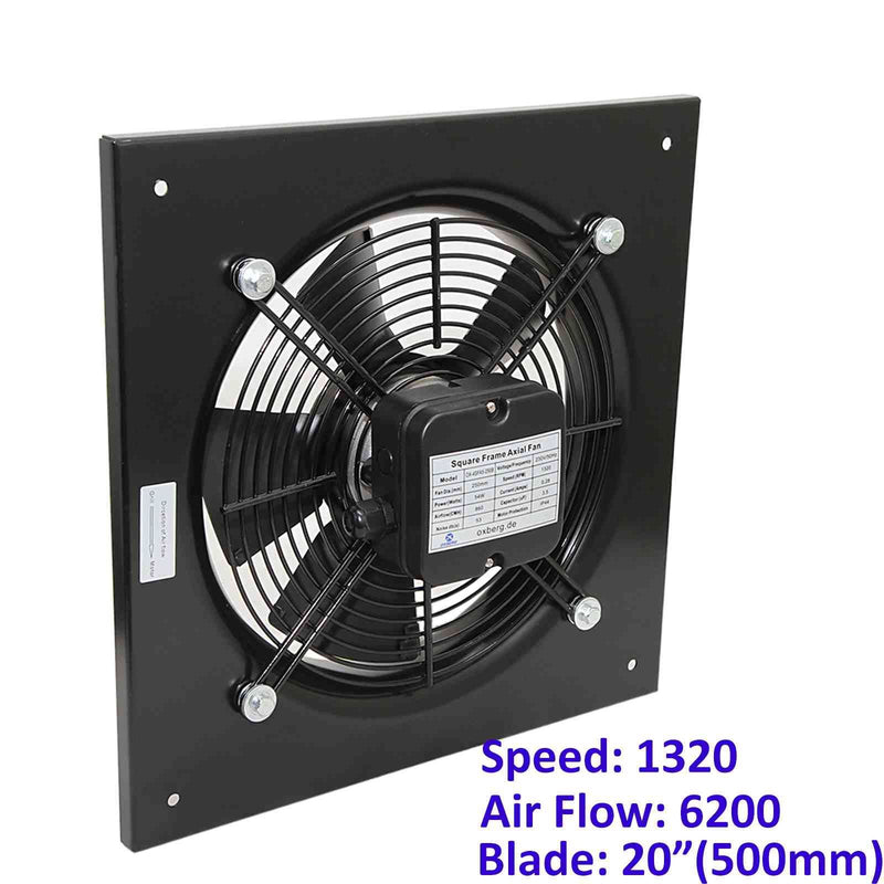 500mm Industrial Ventilation Metal Fan Axial Commercial Air Extractor Exhaust