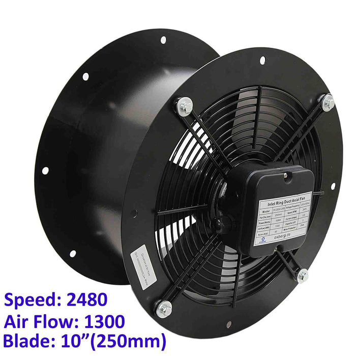 250mm Industrial Duct Fan Cased Axial Commercial Kitchen Canopy Extractor