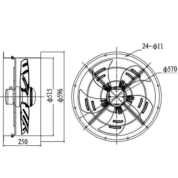 Industrial Cased Extractor Fan 20" Duct Commercial Ventilation +Speed Controller