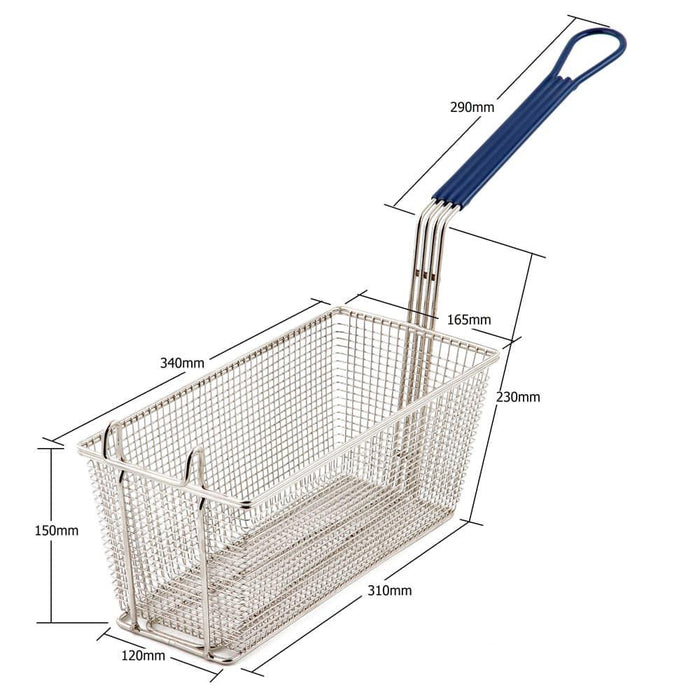 2 Heavy duty rectangular deep fat frying baskets for takeaways & restaurants, 340x165x150mm, in our catering supplies collection