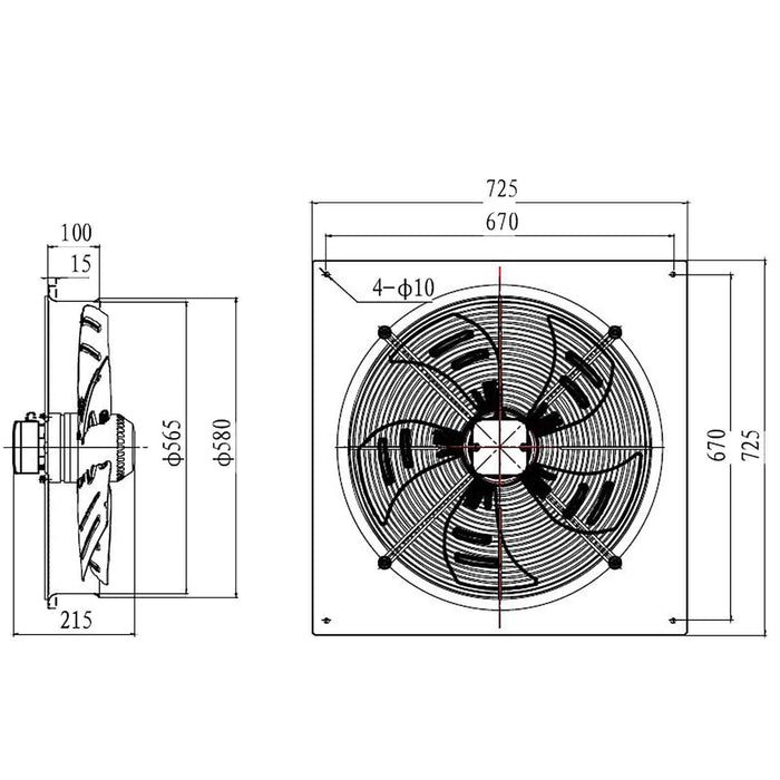 Industrial Wall Mounted Extractor Fan 22" Commercial Ventilation +Speed Control